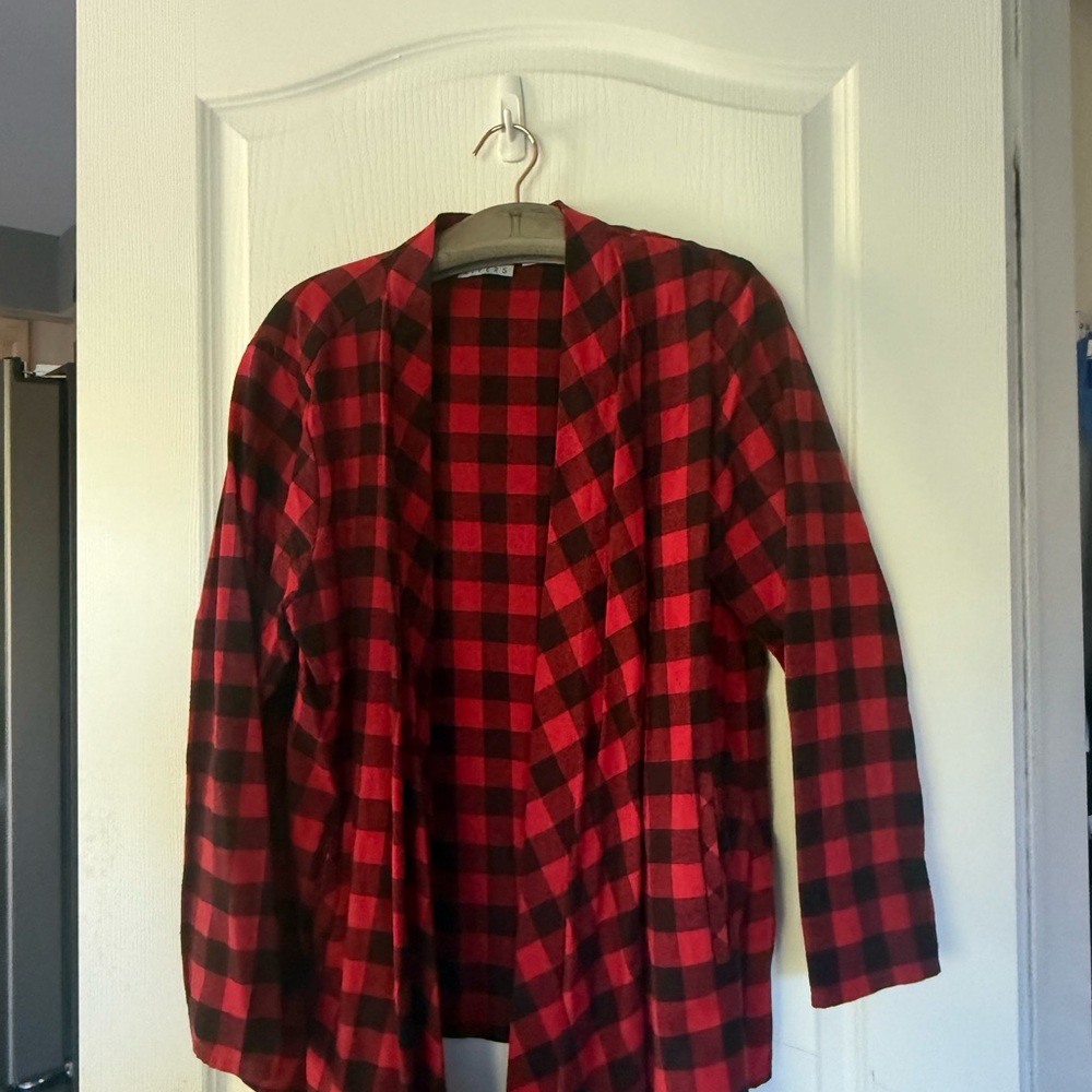 Red plaid cardigan